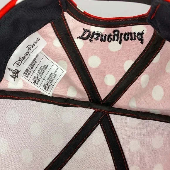 Disney Minnie Mouse Ears Hat Polka Dot Bow Brim - Picture 7 of 8